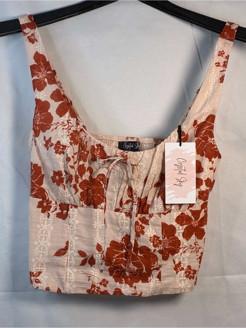 Women’s Rust Floral Crop Top - Crystal Sky